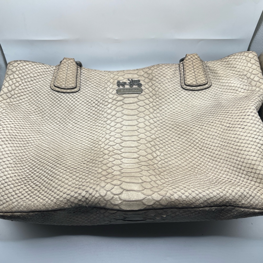 Coach Cream Snakeskin Embossed Leather Tote